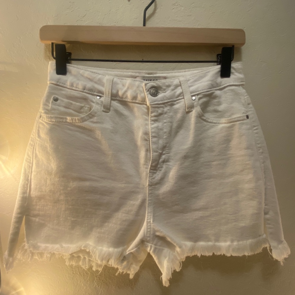 White Jean Shorts by Guess